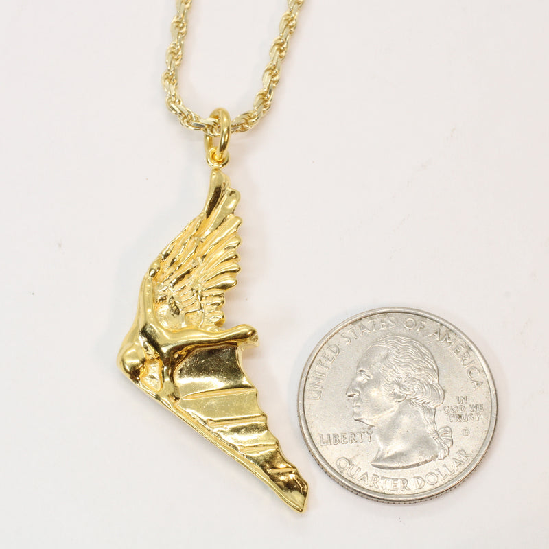 Gold Flying Human Man Hang Glider Necklace made in 14kt gold vermeil