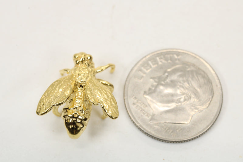 Honeybee Pin or Tie Tack in Actual Size made in 14kt gold vermeil