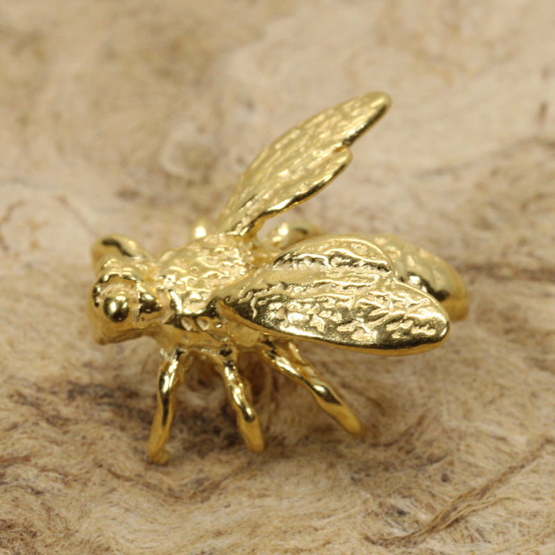 Honeybee Pin or Tie Tack in Actual Size made in 14kt gold vermeil