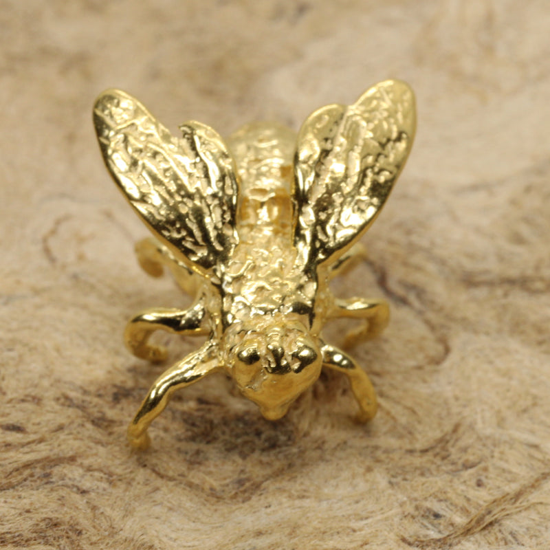 Honeybee Pin or Tie Tack in Actual Size made in 14kt gold vermeil