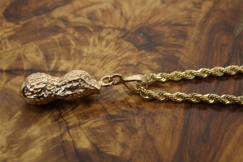 Large Gold Peanut Necklace For her made in real 14kt Gold