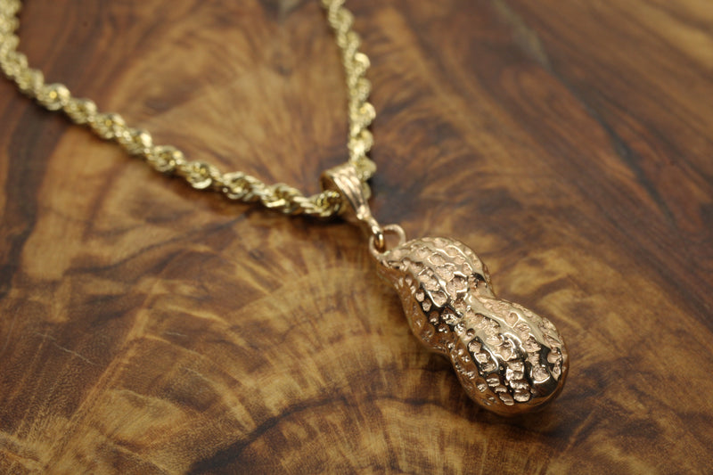 Large Gold Peanut Necklace For her made in real 14kt Gold