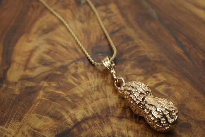 Large Gold Peanut Necklace For her made in real 14kt Gold