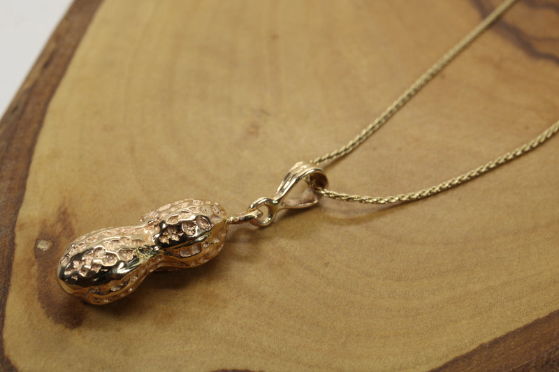 Large Gold Peanut Necklace For her made in real 14kt Gold