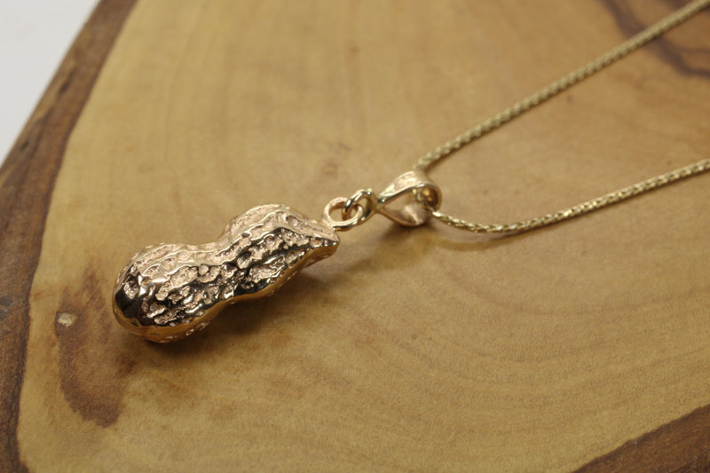 Large Gold Peanut Necklace For her made in real 14kt Gold