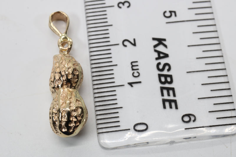 Large Gold Peanut Necklace For her made in real 14kt Gold