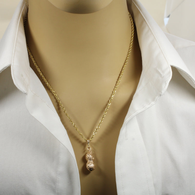 Large Gold Peanut Necklace For her made in real 14kt Gold