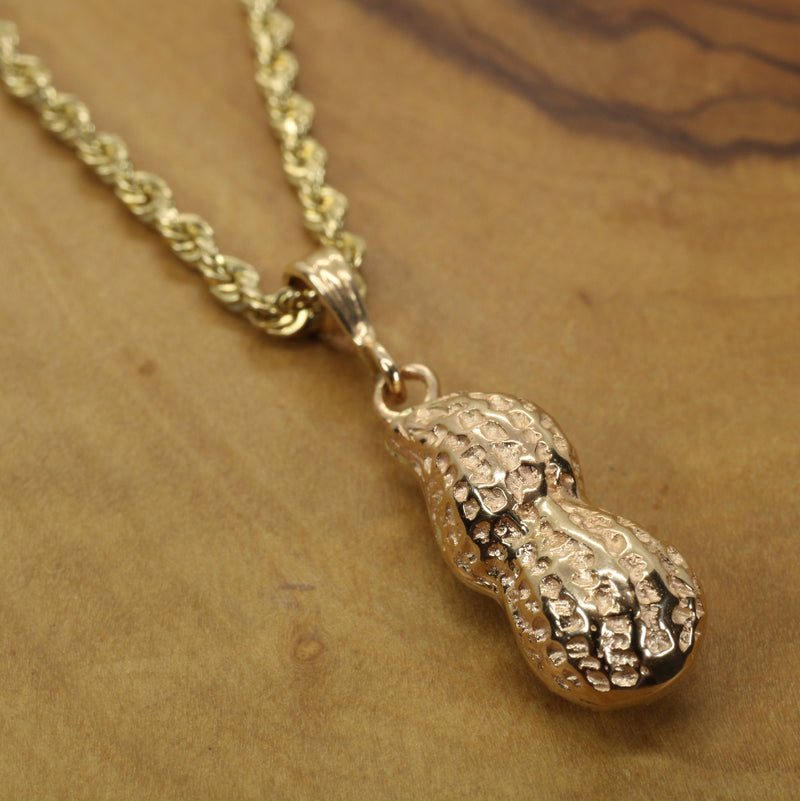 Large Gold Peanut Necklace For her made in real 14kt Gold
