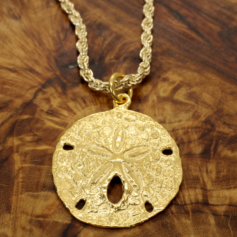 Large Gold Sand Dollar Necklace made in 14kt Gold Vermeil