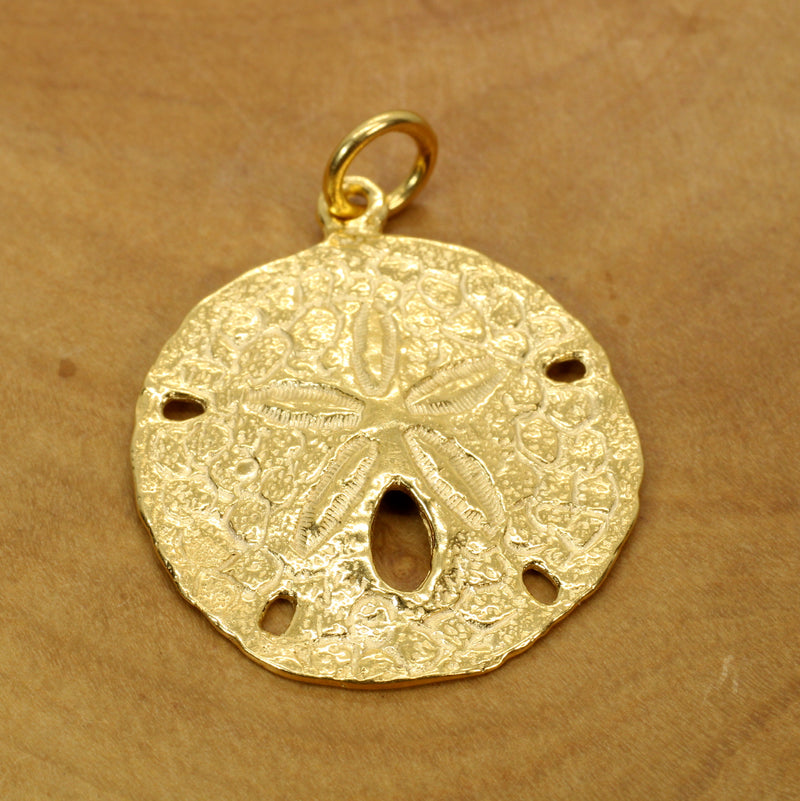 Large Gold Sand Dollar Necklace made in 14kt Gold Vermeil
