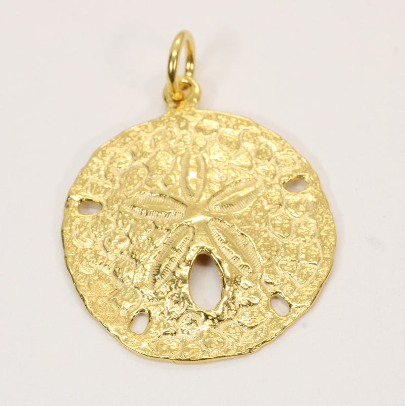 Large Gold Sand Dollar Necklace made in 14kt Gold Vermeil