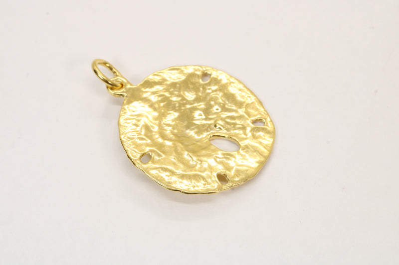 Large Gold Sand Dollar Necklace made in 14kt Gold Vermeil