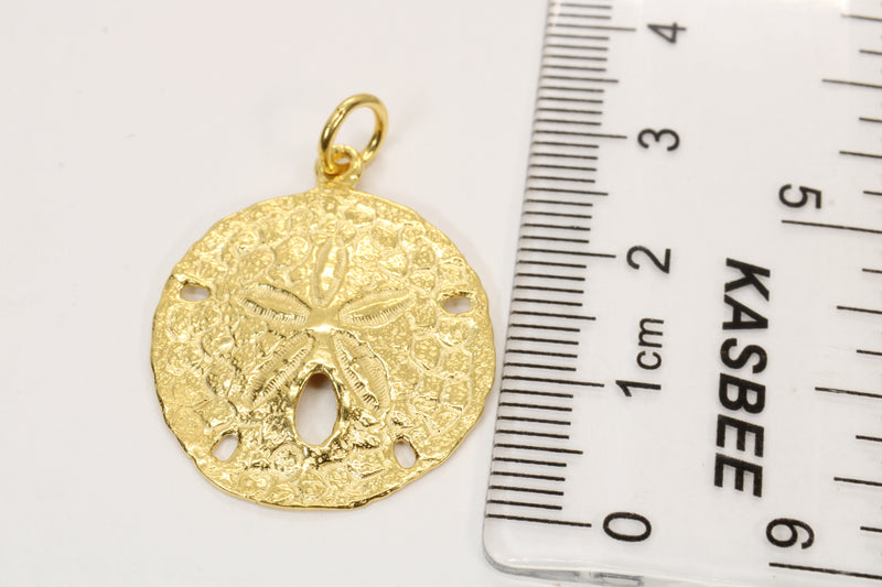 Large Gold Sand Dollar Necklace made in 14kt Gold Vermeil