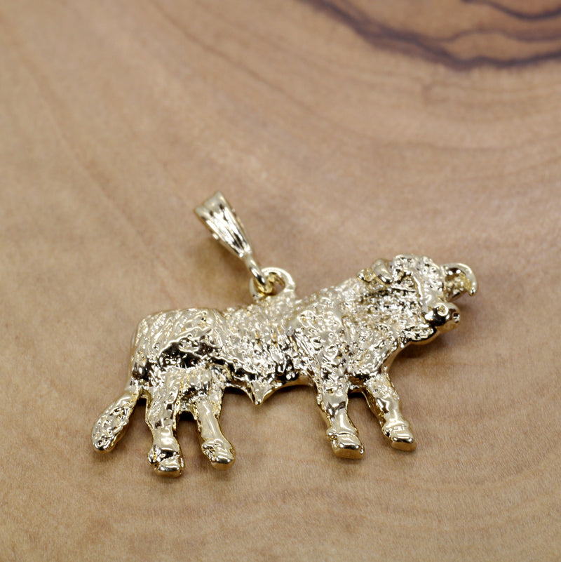 Large Prize Gold Hereford Bull Necklace in 14kt Gold Vermeil