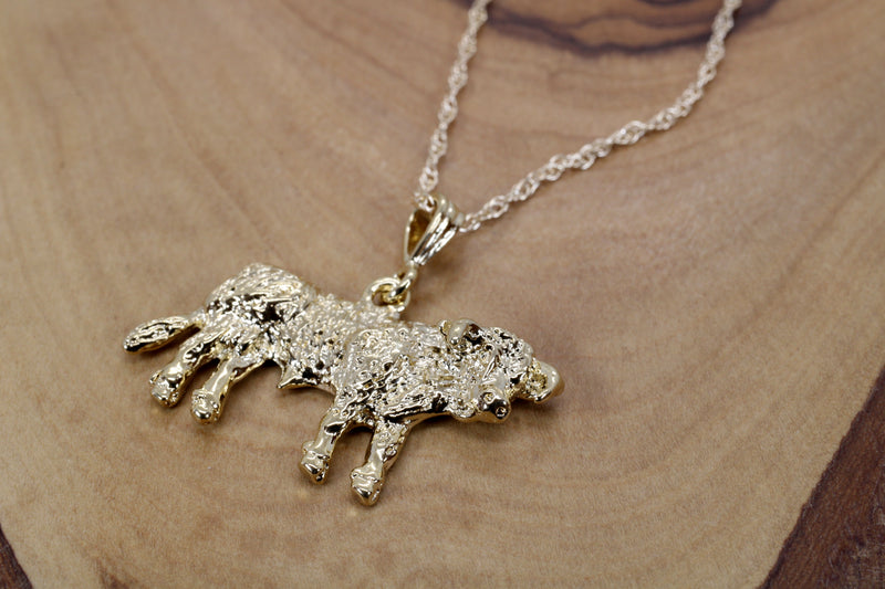 Large Prize Gold Hereford Bull Necklace in 14kt Gold Vermeil