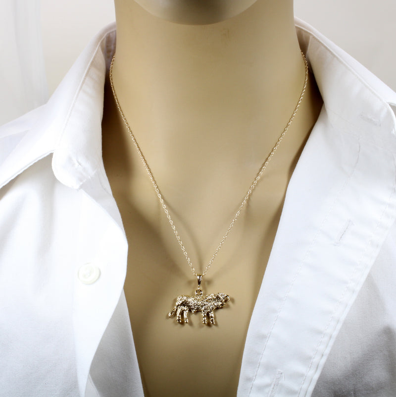 Large Prize Gold Hereford Bull Necklace in 14kt Gold Vermeil