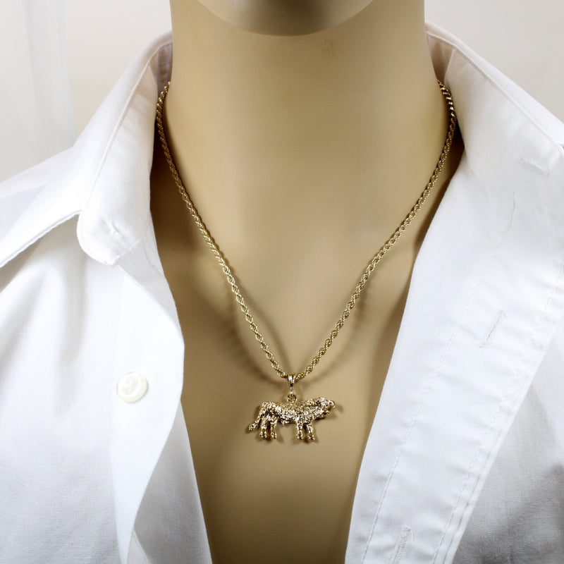 Large Prize Gold Hereford Bull Necklace in 14kt Gold Vermeil