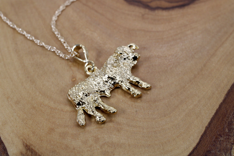 Large Prize Gold Hereford Bull Necklace in 14kt Gold Vermeil