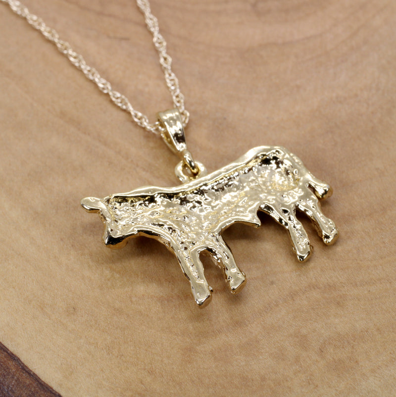 Large Show Hereford Steer Necklace in 14kt Gold Vermeil for Him or Her