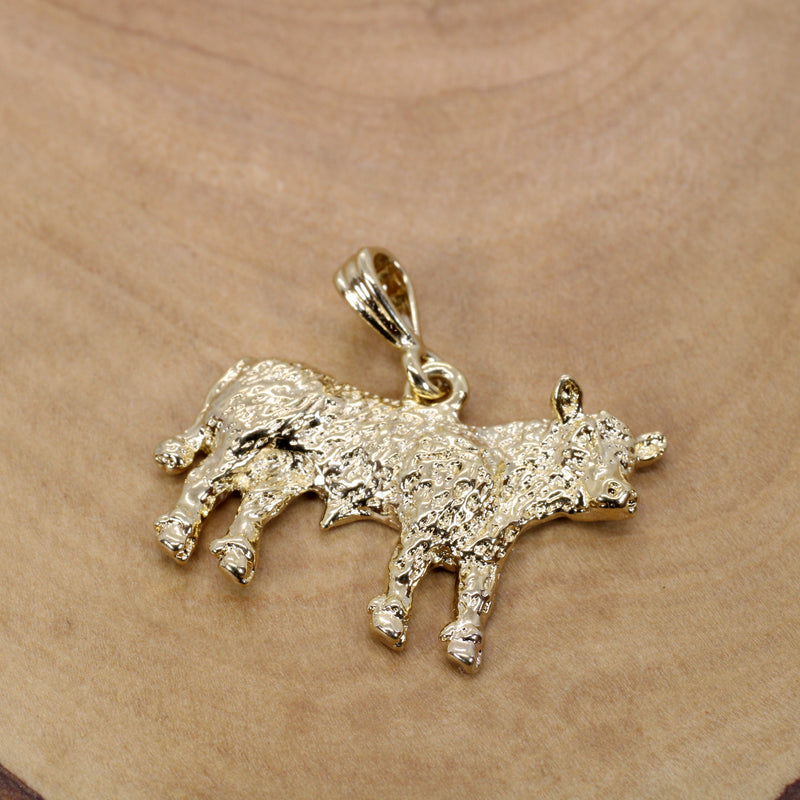 Large Show Hereford Steer Necklace in 14kt Gold Vermeil for Him or Her