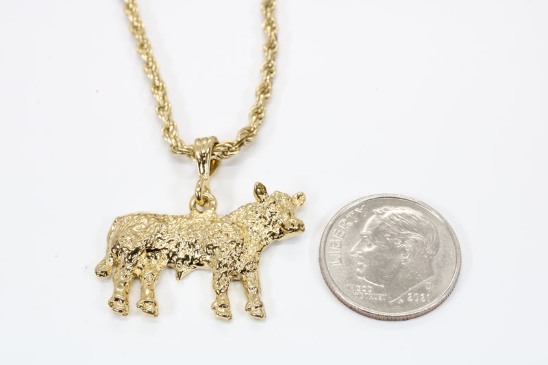 Large Show Hereford Steer Necklace in 14kt Gold Vermeil for Him or Her