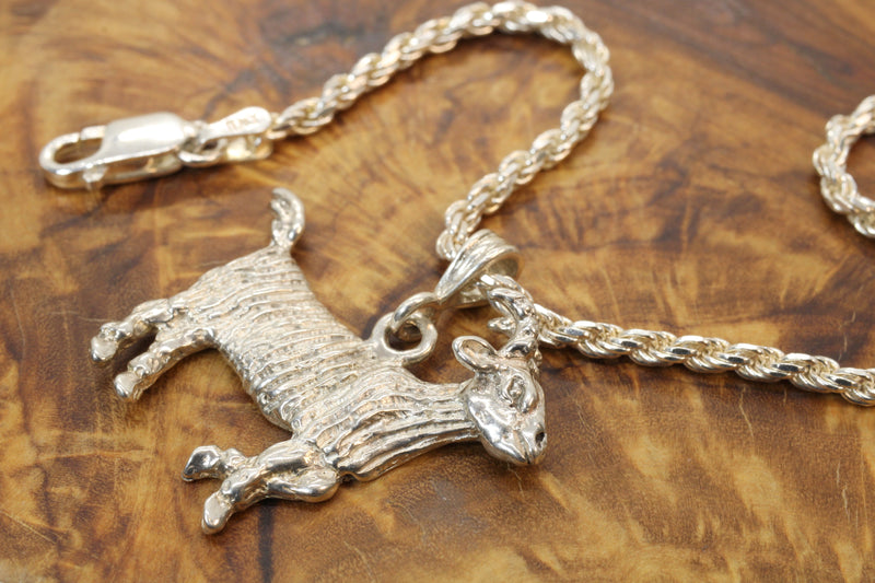 Large G.O.A.T. goat Necklace made in 925 Sterling Silver for him or her
