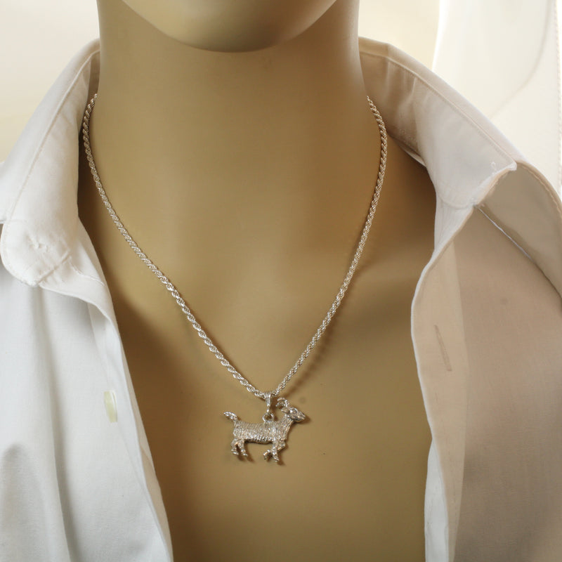 Large G.O.A.T. goat Necklace made in 925 Sterling Silver for him or her
