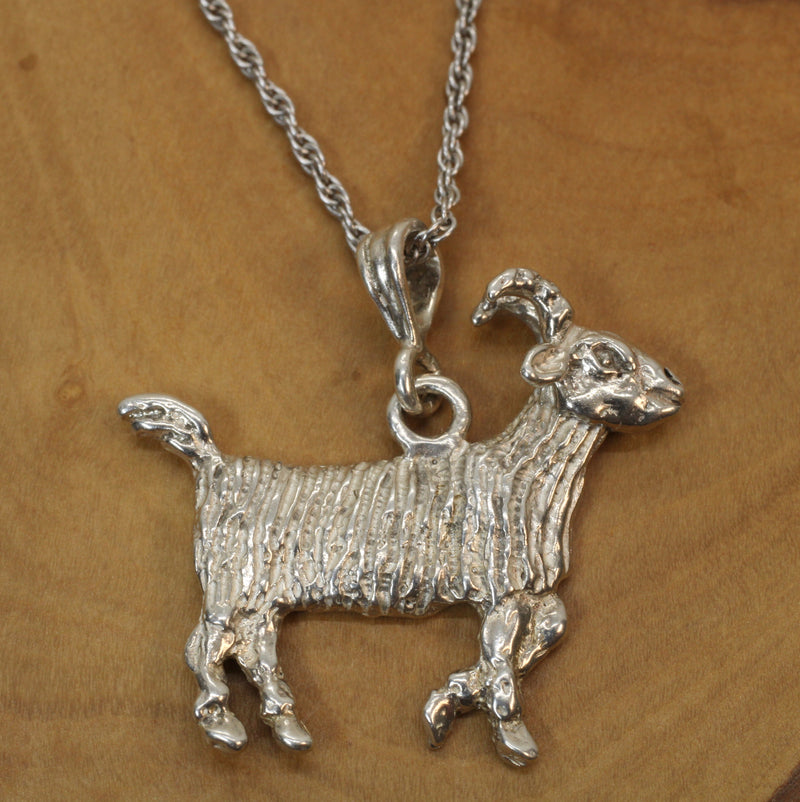 Large G.O.A.T. goat Necklace made in 925 Sterling Silver for him or her
