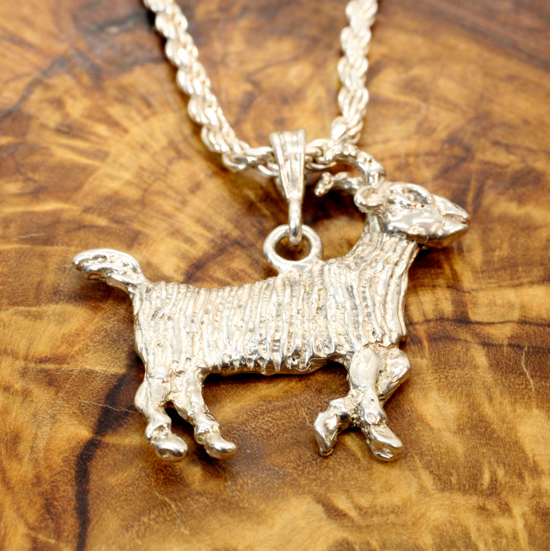 Large G.O.A.T. goat Necklace made in 925 Sterling Silver for him or her