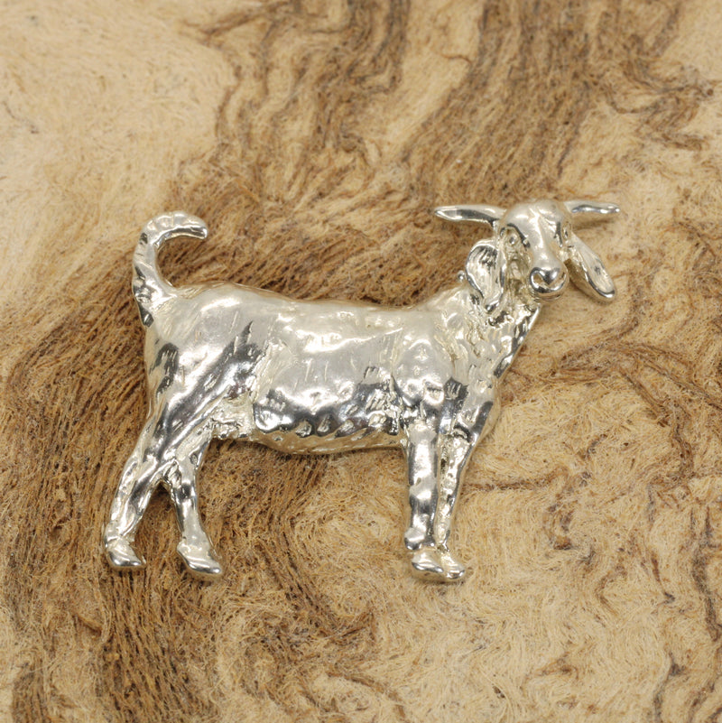 Large Boer Goat Tie Tack / Lapel Pin / Hat Pin in Sterling Silver
