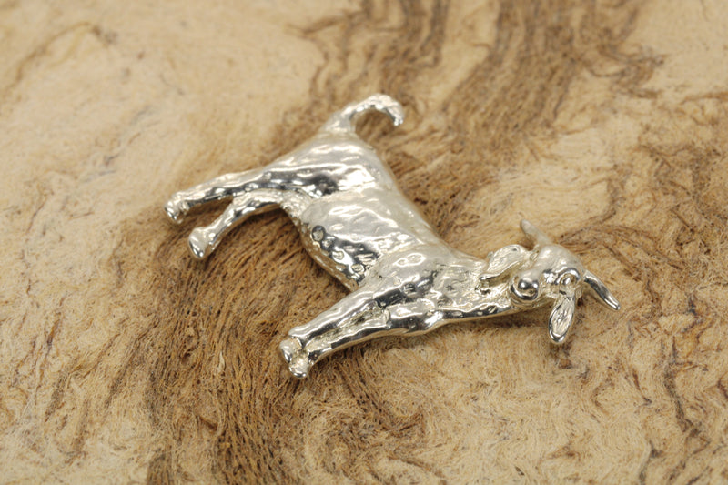Large Boer Goat Tie Tack / Lapel Pin / Hat Pin in Sterling Silver