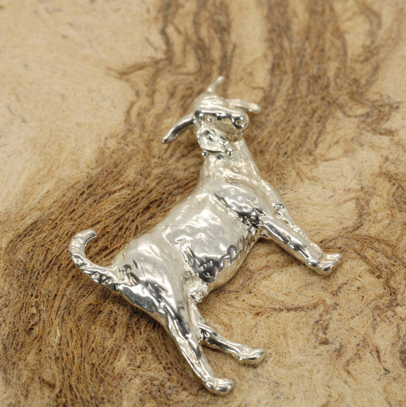 Large Boer Goat Tie Tack / Lapel Pin / Hat Pin in Sterling Silver