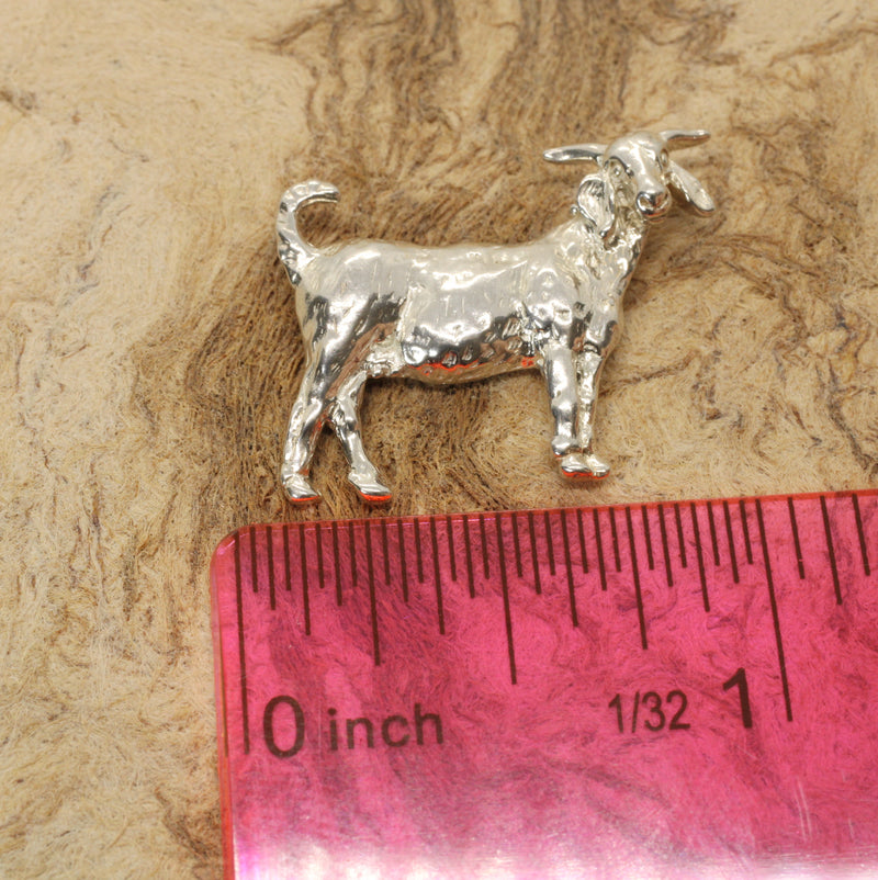 Large Boer Goat Tie Tack / Lapel Pin / Hat Pin in Sterling Silver