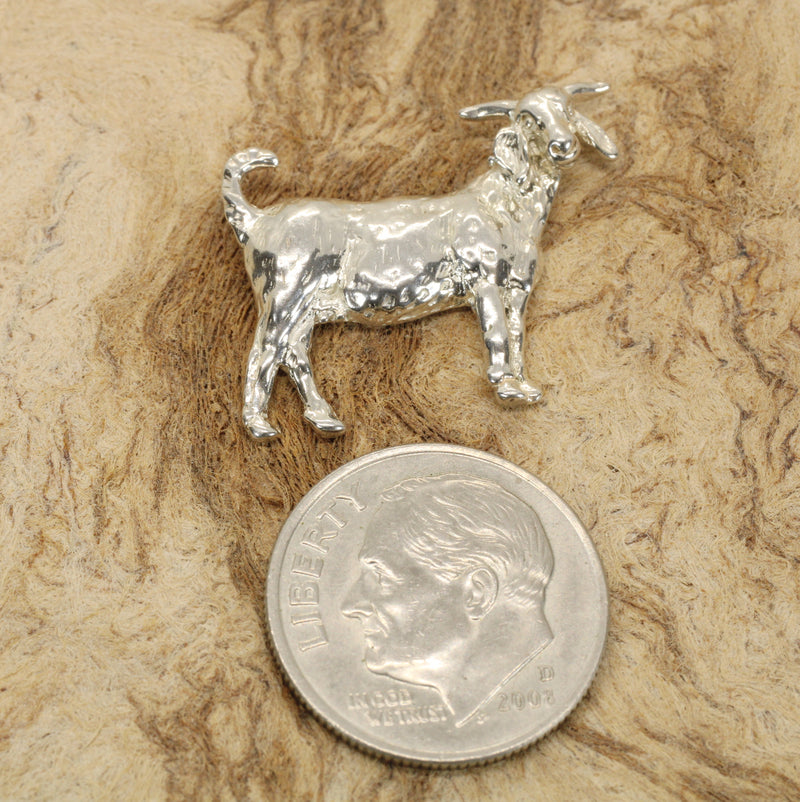 Large Boer Goat Tie Tack / Lapel Pin / Hat Pin in Sterling Silver