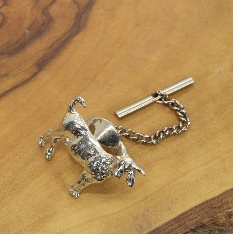 Large Boer Goat Tie Tack / Lapel Pin / Hat Pin in Sterling Silver