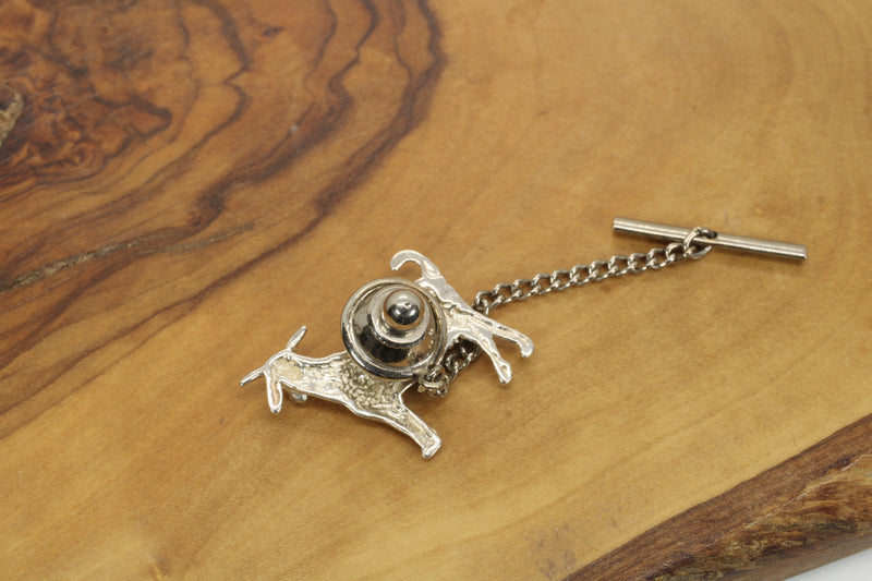Large Boer Goat Tie Tack / Lapel Pin / Hat Pin in Sterling Silver