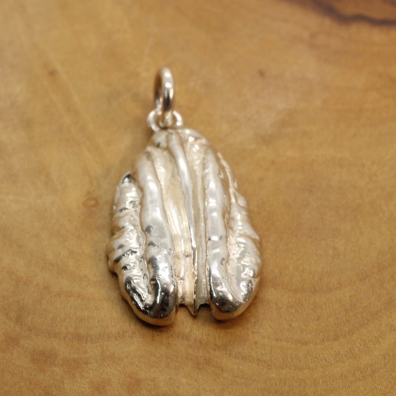Large Silver Pecan Necklace made in 925 Sterling Silver for him or her