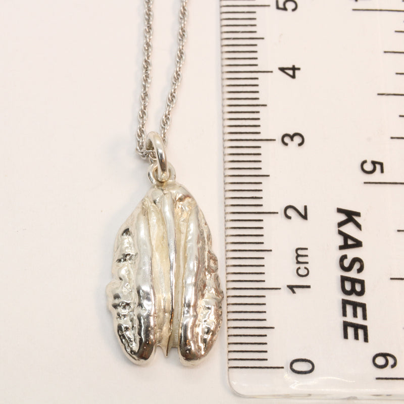 Large Silver Pecan Necklace made in 925 Sterling Silver for him or her