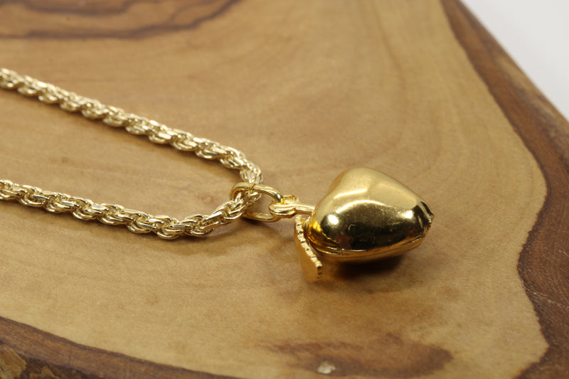 Large Gold Apple Necklace for him or her made in 14kt gold vermeil