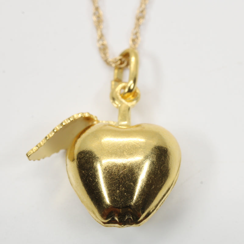 Large Gold Apple Necklace for him or her made in 14kt gold vermeil