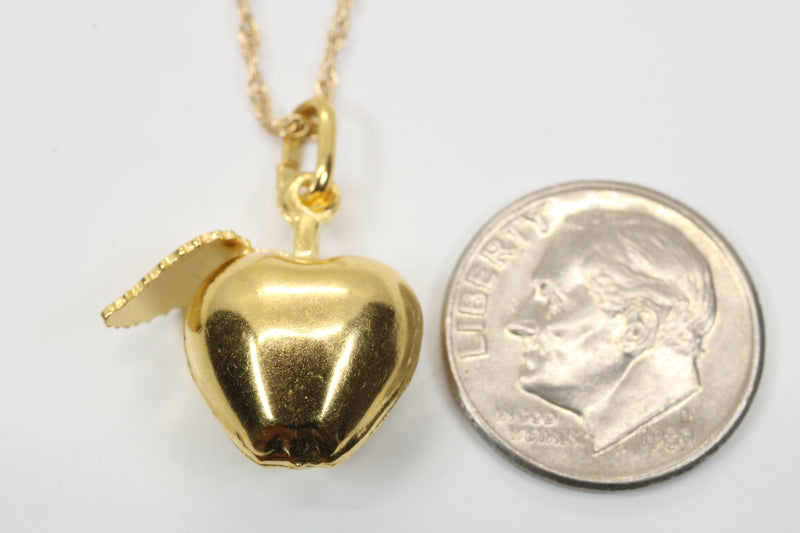 Large Gold Apple Necklace for him or her made in 14kt gold vermeil