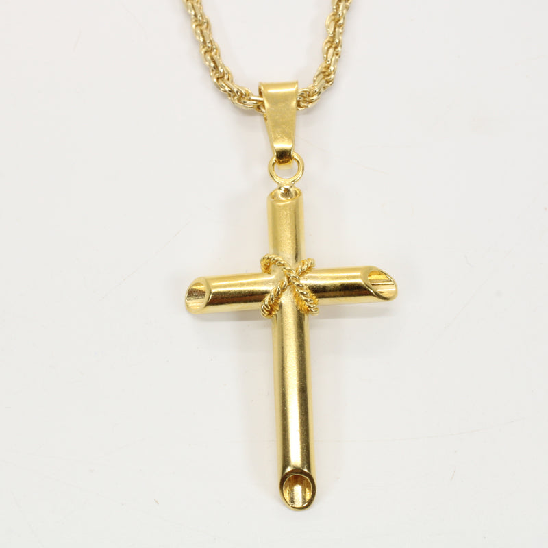 Large Gold 3-D Cross Necklace for him or her made in 14kt gold vermeil, CR 204