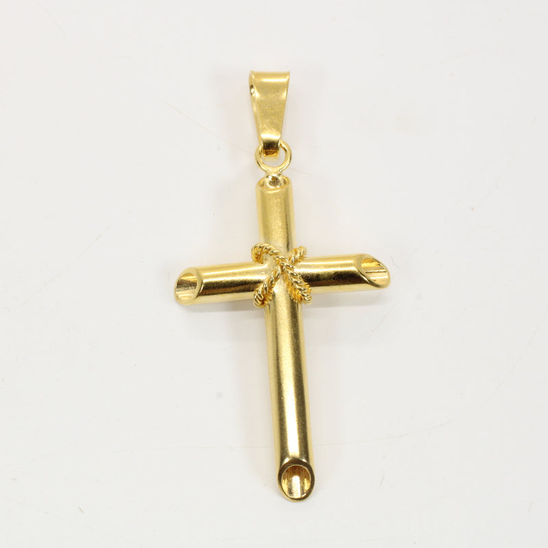 Large Gold 3-D Cross Necklace for him or her made in 14kt gold vermeil, CR 204