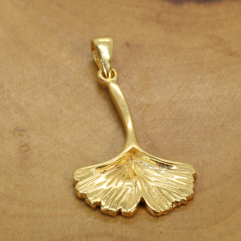 Gold Ginko Biloba leaf Necklace made in 14kt Gold Vermeil for him or her