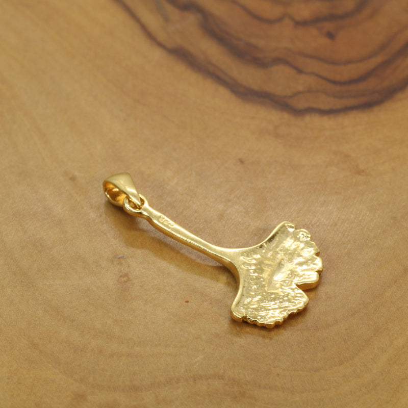 Gold Ginko Biloba leaf Necklace made in 14kt Gold Vermeil for him or her