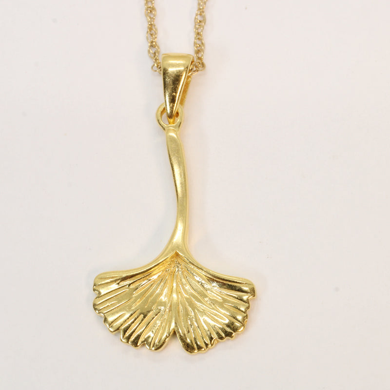Gold Ginko Biloba leaf Necklace made in 14kt Gold Vermeil for him or her
