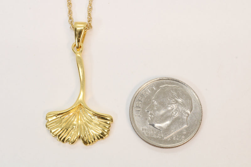 Gold Ginko Biloba leaf Necklace made in 14kt Gold Vermeil for him or her