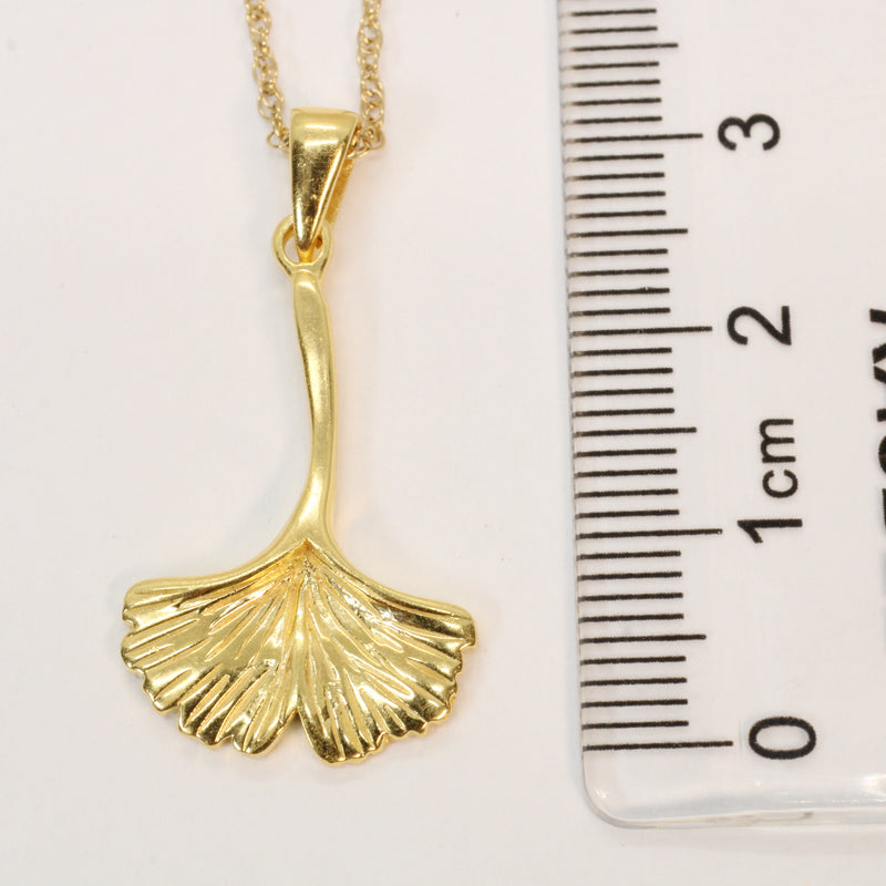 Gold Ginko Biloba leaf Necklace made in 14kt Gold Vermeil for him or her