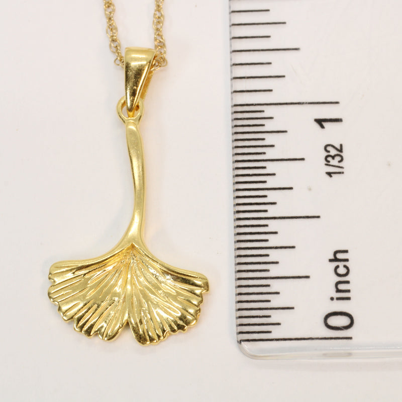 Gold Ginko Biloba leaf Necklace made in 14kt Gold Vermeil for him or her