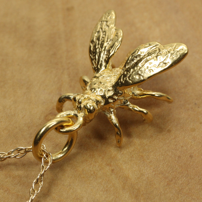 Honeybee Necklace in Actual Size made in 14kt gold vermeil for a beekeeper